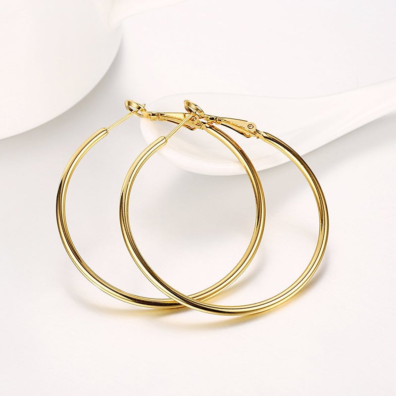 GSLAOZ Gold Hoop Earrings, 18K Gold Plated Rounded Hoops Earrings for Women - Image 5